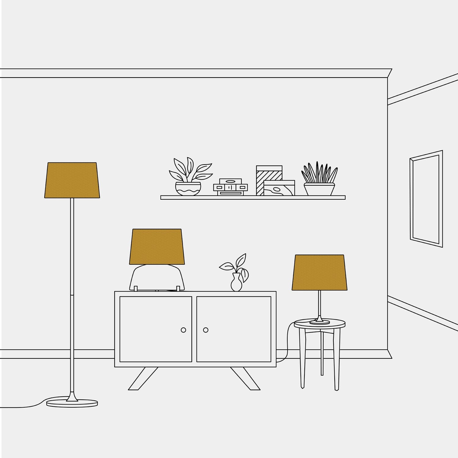 Paralume Athena con attacco E27 per lampada da tavolo o da terra - Made in Italy - Lana Senape