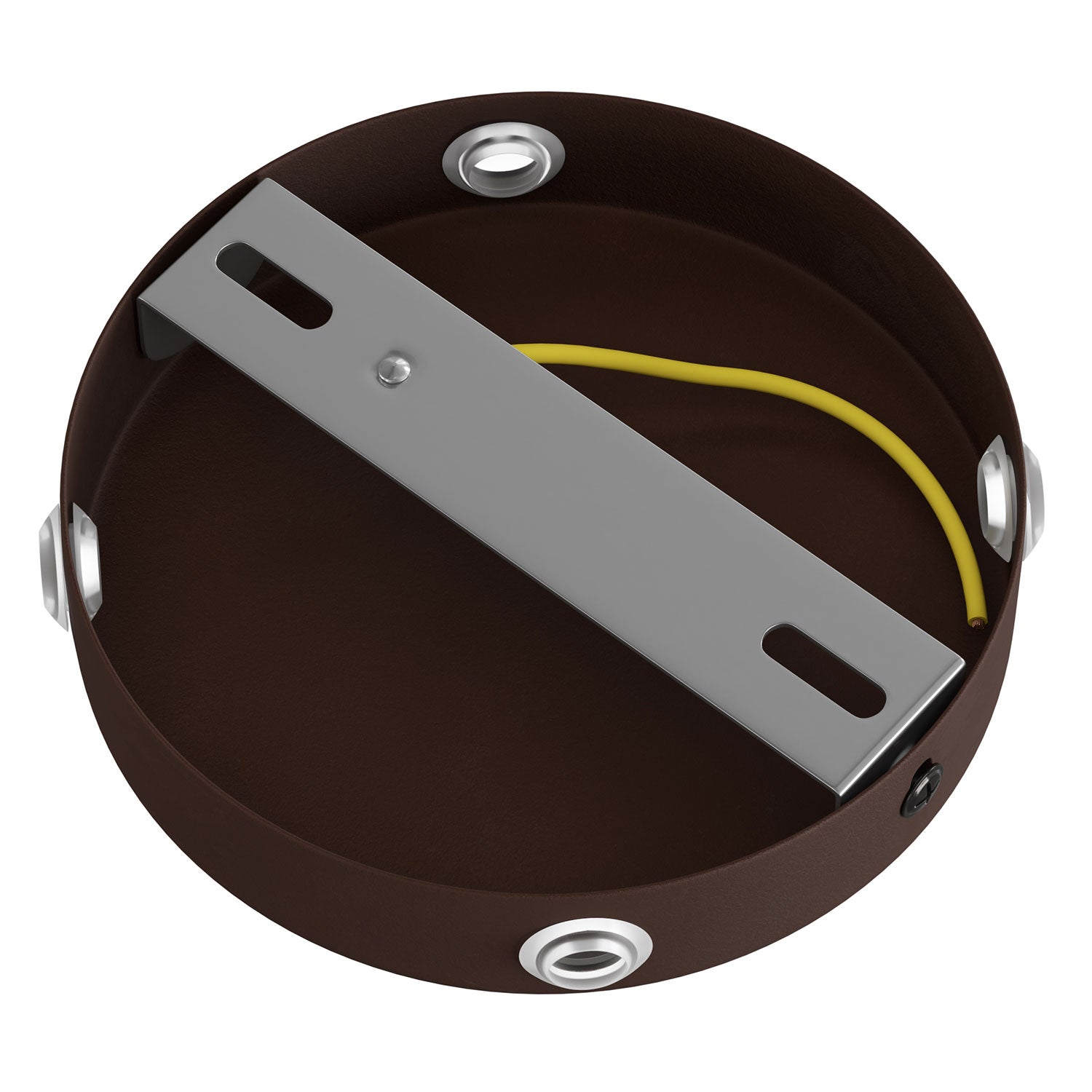 Kit rosone cilindrico in metallo a 4 fori laterali (scatola di derivazione) - Ruggine scura verniciata