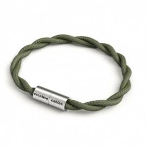 Armband av textilkabel med magnetlås - TC63 Bomull Grön/Grå