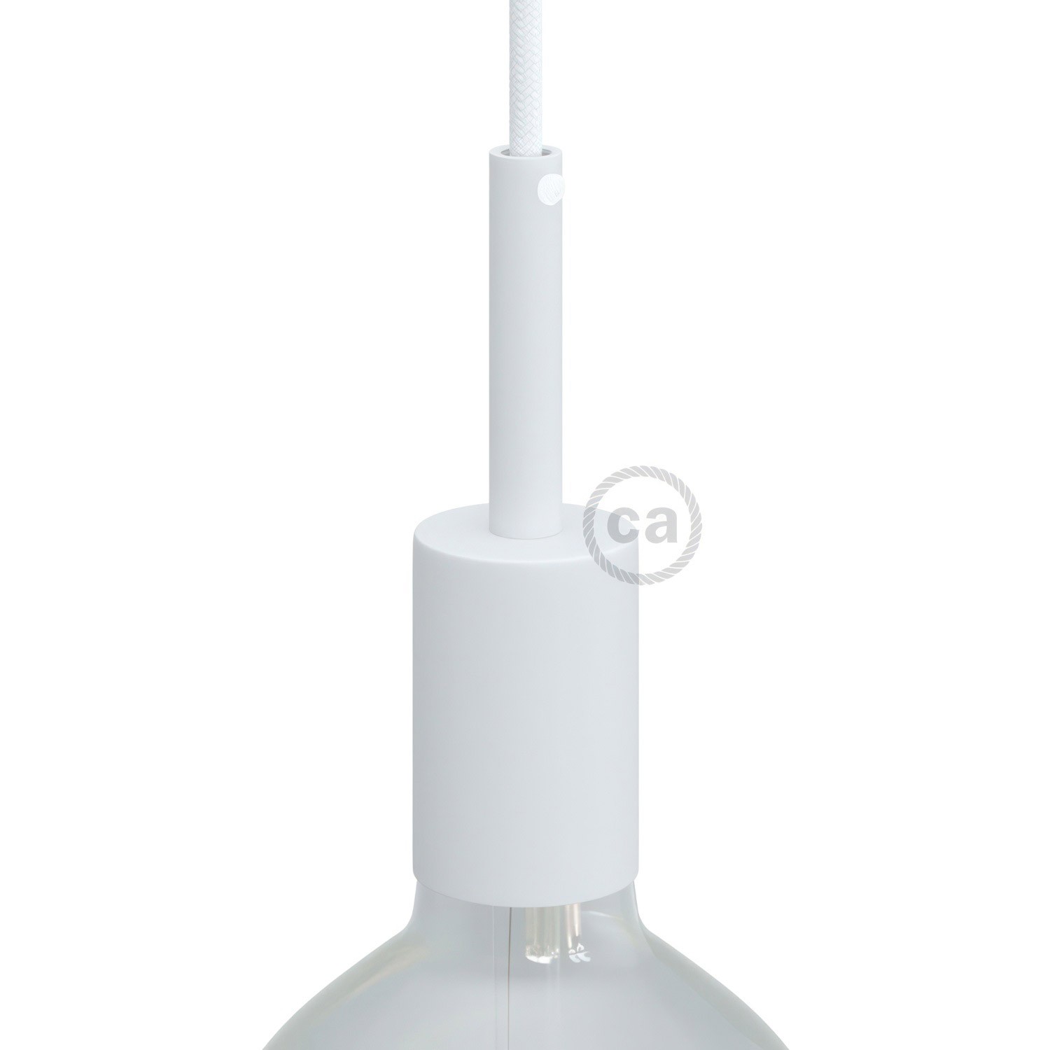 Kit cylindrisk lamphållare E27 i metall med 7 cm lång dravaglastare