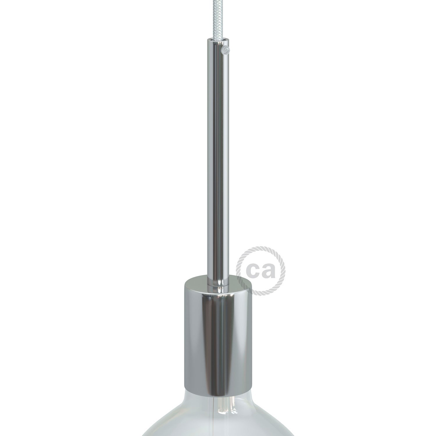 Kit cylindrisk lamphållare E27 i metall med 15 cm lång dravaglastare