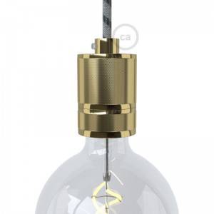 Kit lamphållare E27 med dubbel hylsa i räfflat aluminium