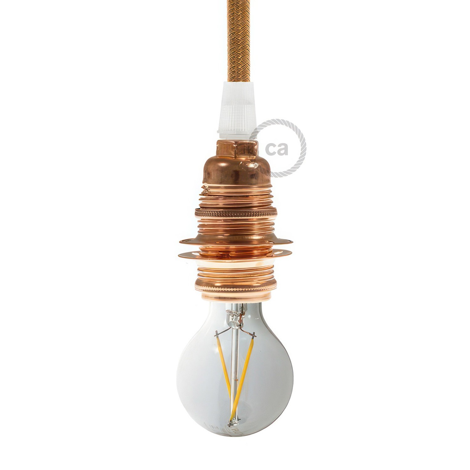 Kit lamphållare E14 i metall med dubbel skärmring för lampskärm