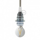 Kit lamphållare E14 i metall med dubbel skärmring för lampskärm