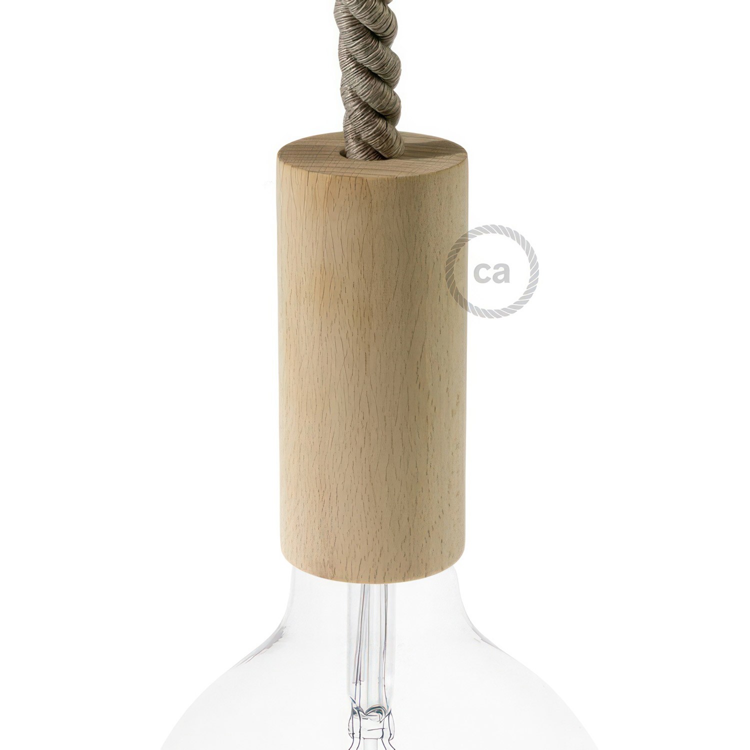 Kit lamphållare E27 i trä för XL repkabel