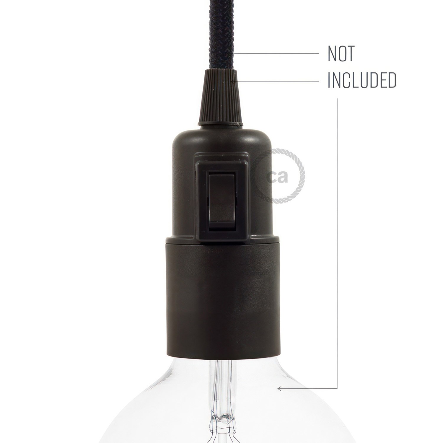 Kit lamphållare E27 i termoplast med strömbrytare
