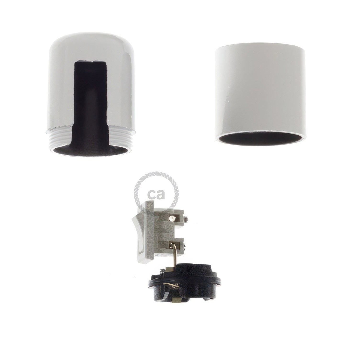 Kit lamphållare E27 i bakelit med strömbrytare