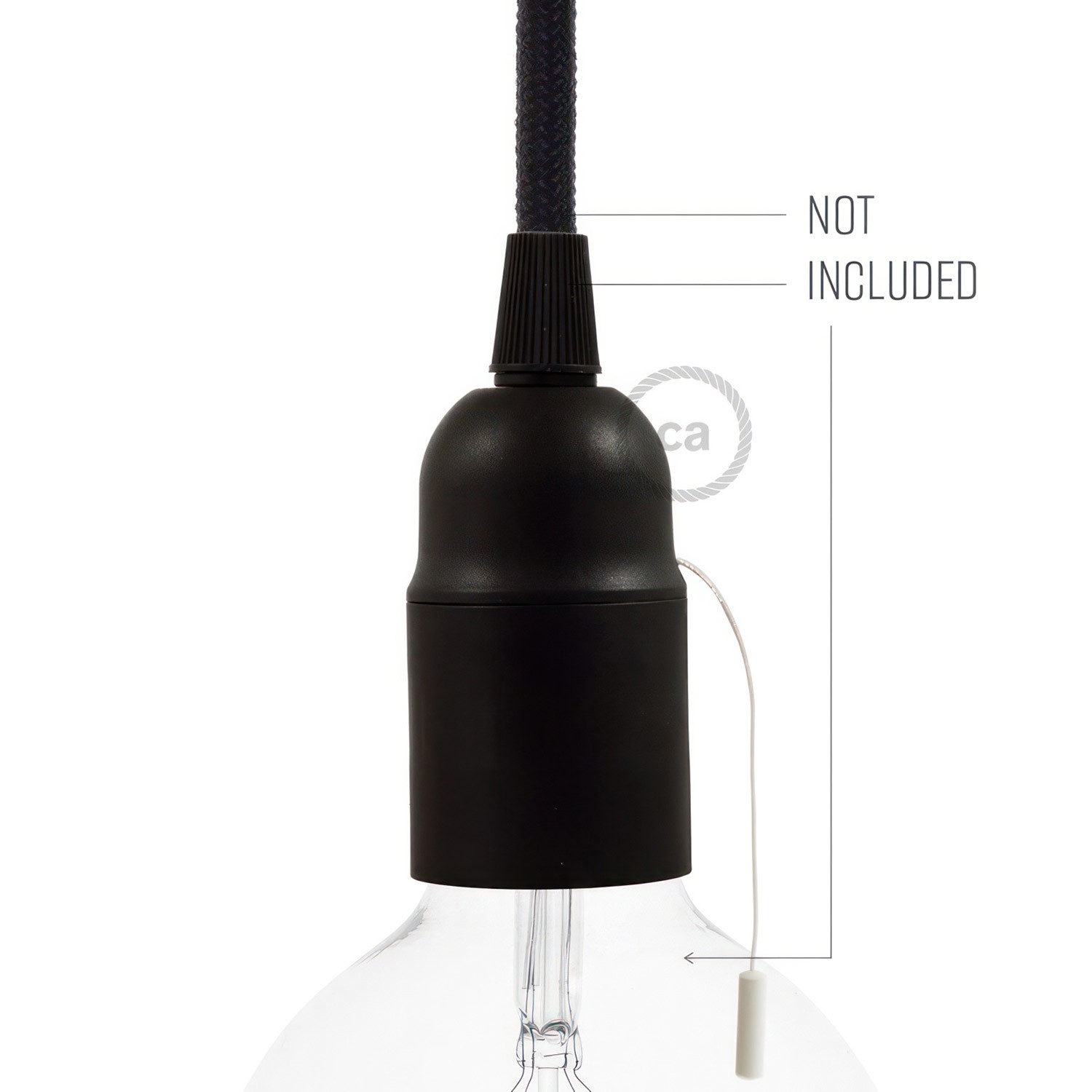 Kit lamphållare E27 i termoplast med dragströmbrytare