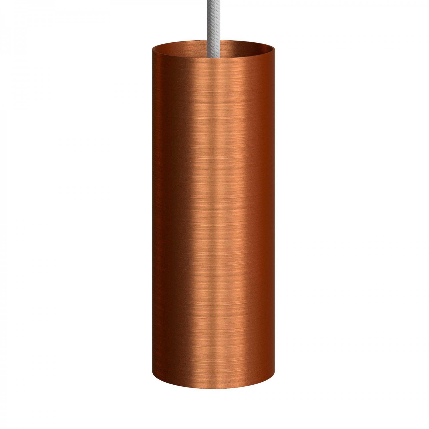 Pendellampa komplett med textilkabel, Tub-E14 lampskärm och detaljer i metall - Tillverkad i Italien