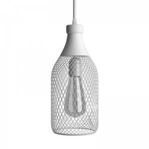 Pendellampa komplett med textilkabel, Jéroboam flaskformad bur lampskärm och detaljer i metall - Tillverkad i Italien