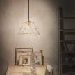 Pendellampa komplett med textilkabel, Dome lampskärm och detaljer i metall - Tillverkad i Italien