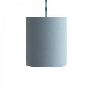 Pendellampa med textilkabel, Cilindro tyg lampskärm med detaljer i metall - Tillverkad i Italien