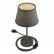 Alzaluce med Impero lampskärm, bordslampa i metall med 2 polig stickpropp, textilkabel och strömbrytare