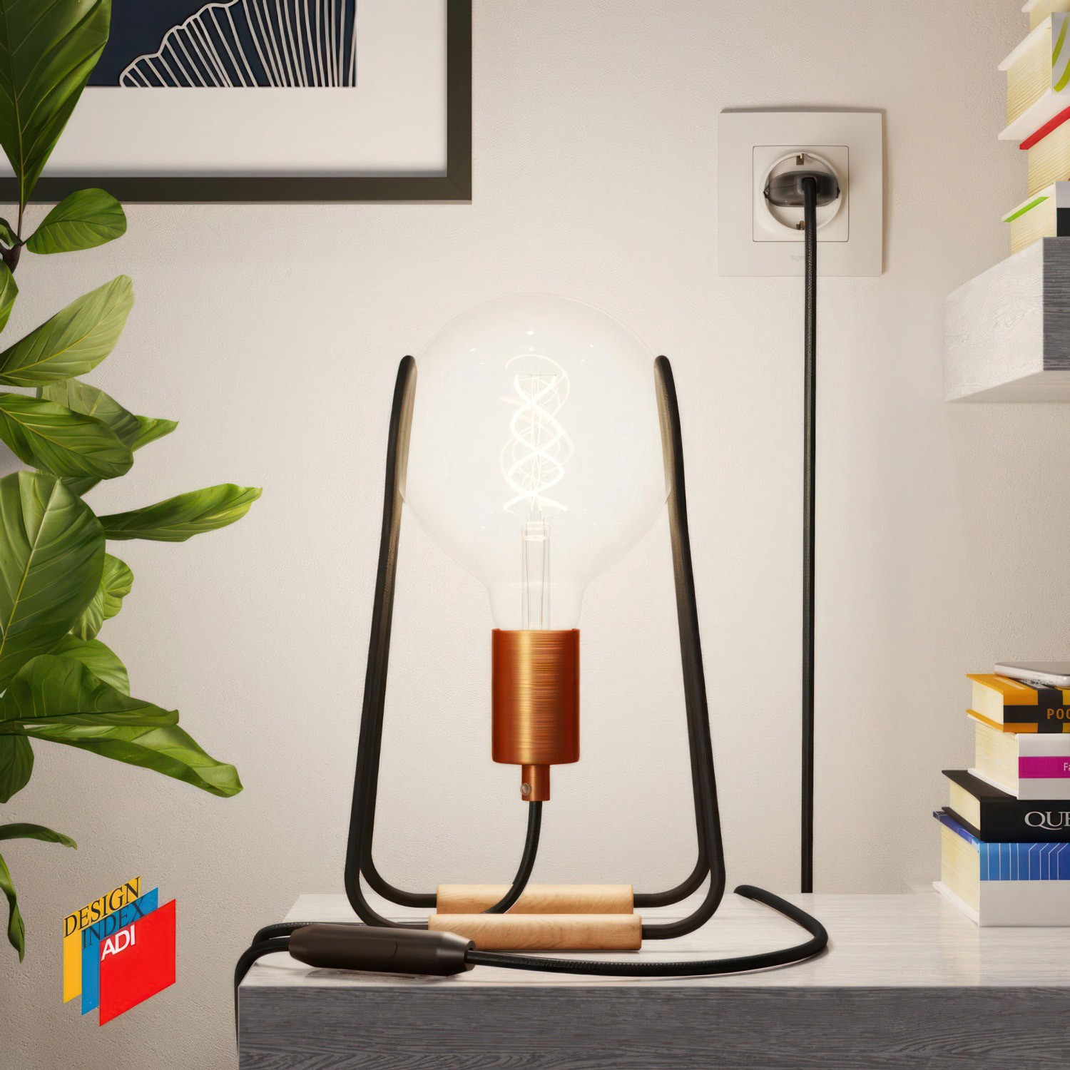 Taché Metal, bordslampa komplett med textilkabel, strömbrytare samt 2 polig stickpropp