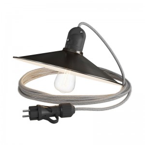 Eiva Snake, portabel utomhuslampa med lampskärm Swing, 5 m textilkabel, IP65 vattentät lamphållare och kontakt