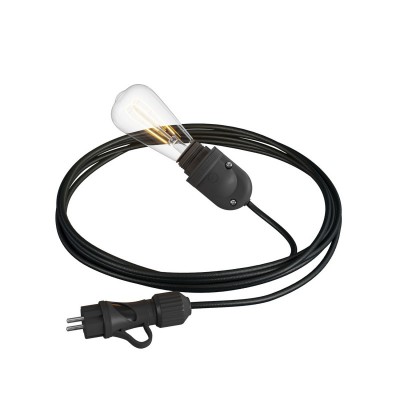 Eiva Snake, portabel utomhuslampa, 5 m textilkabel, IP65 vattentät lamphållare och kontakt