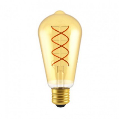 Edison ST64 LED Lampa gyllene guld dubbel böjd spiraltråd 5W dimbar 2000K
