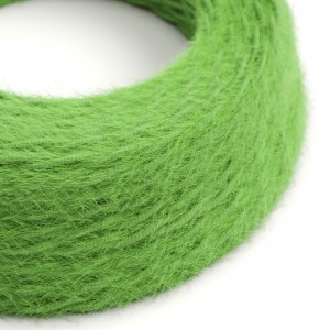 Burlesque flätad elektrisk kabel med täckt med pälsliknande tyg Grön enfärgad TP06