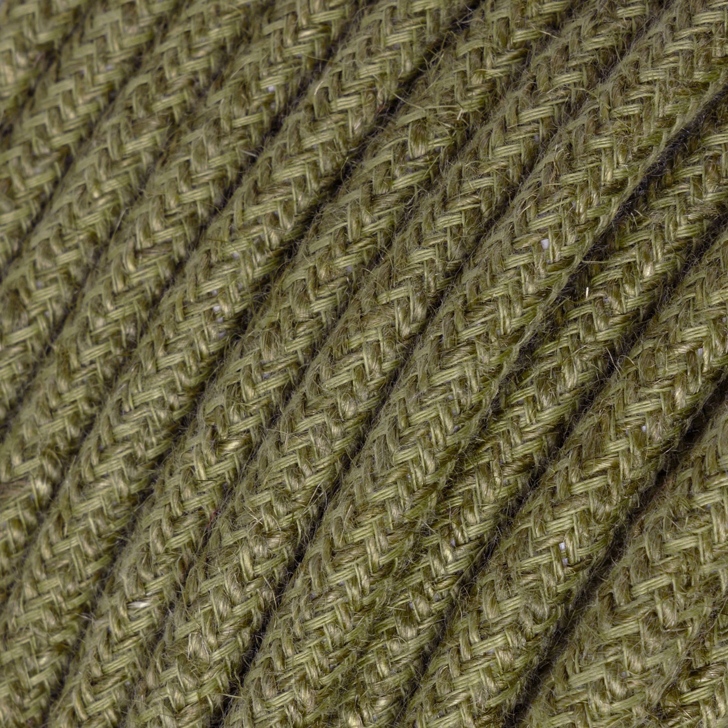 Rund elektrisk textilkabel täckt med Jute - Brun enfärgad RN26