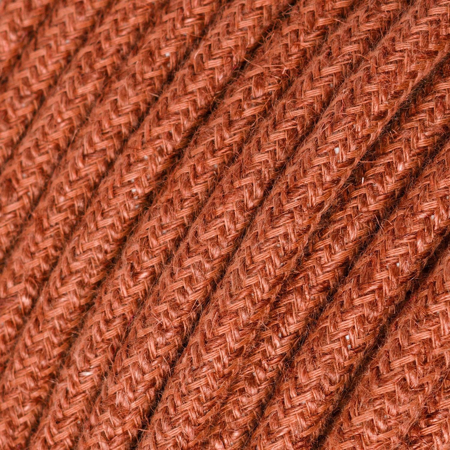 Rund elektrisk textilkabel täckt med Jute - Rost enfärgad RN27