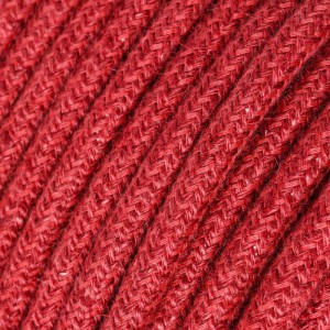 Rund elektrisk textilkabel täckt med Jute - Röd enfärgad RN24