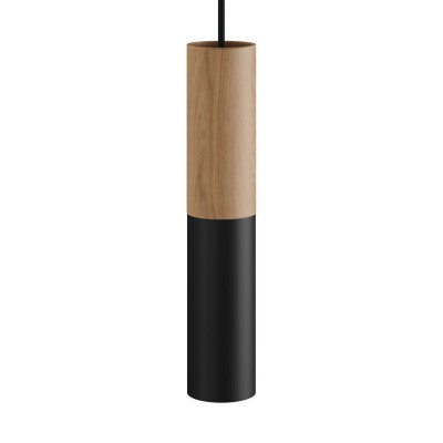 Tub-E14 i trä och metall för spotlight med lamphållare med dubbel E14 skärmring