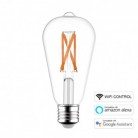 Edison ST64 SMART WI-FI Genomskinlig LED-lampa med filament 6.5W E27 Dimbar