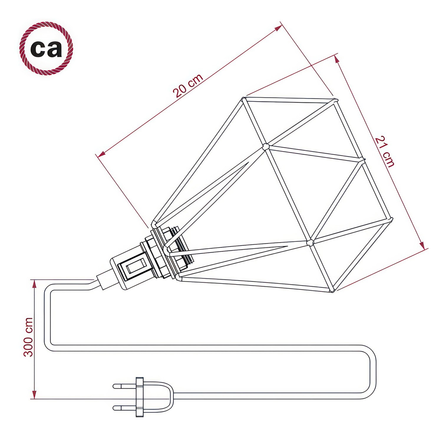 Table Snake - Plug-in lampa med Diamond bur lampskärm