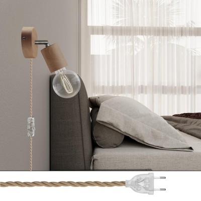 Spostaluce lampa med justerbar koppling i trä