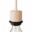 Kit cylindrisk gängad lamphållare E27 i trä för lampskärm med dragavlastare