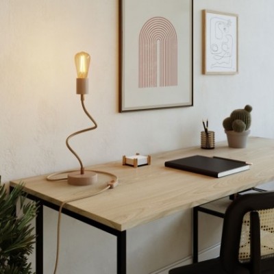 Justerbar bordslampa i trä som avger diffust ljus - Table Flex Wood