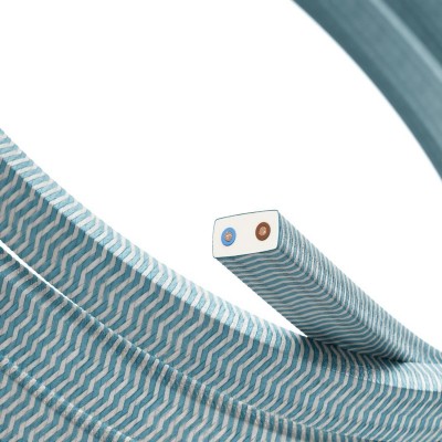 Elektrisk kabel för ljusslinga täckt med Turkost zick-zack CZ11 tyg - UV-beständig