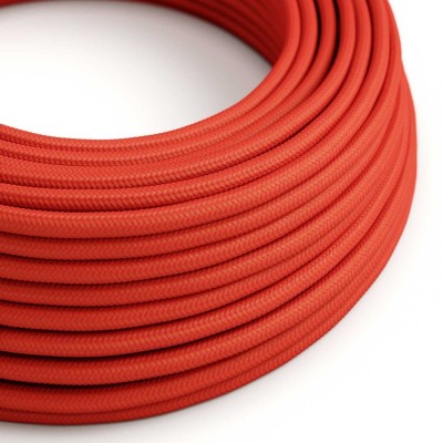 Ultra Soft - elkabel i silikon täckt med blank Röd tygbeläggning - RM09 rund 2x0,75 mm