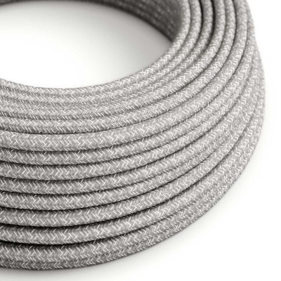 Ultra Soft - elkabel i silikon täckt med Grått Melange linne - RN02 rund 2x0,75 mm