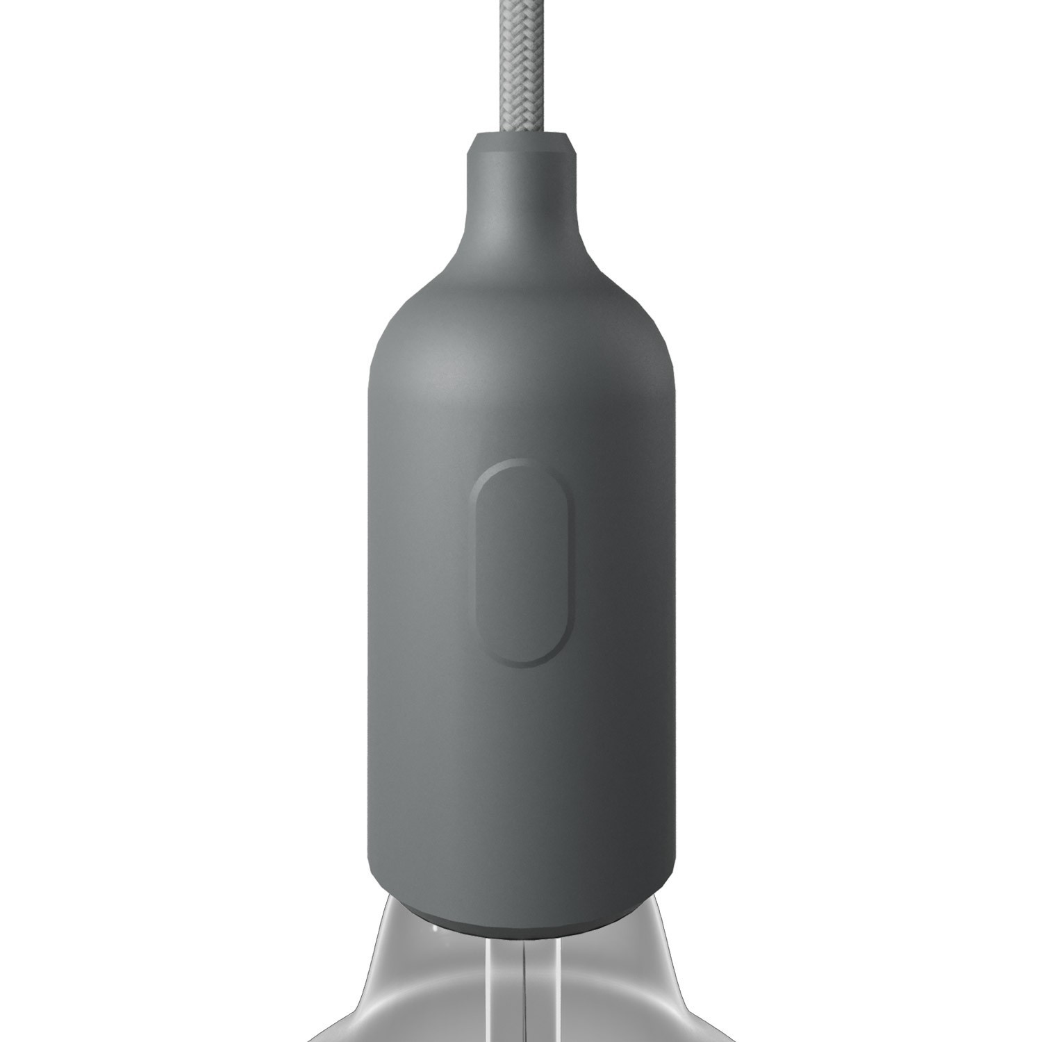 Kit lamphållare E27 i silikon med dold strömbrytare och dragavlastare