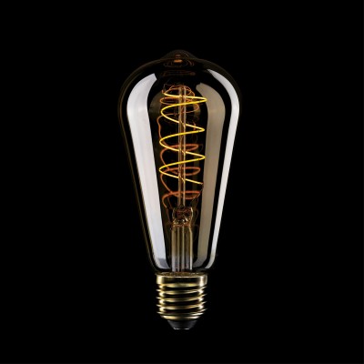 C04 Edison ST64 gyllene LED-lampa Carbon Line Spiral Filament 4W E27 Dimbar 1800K