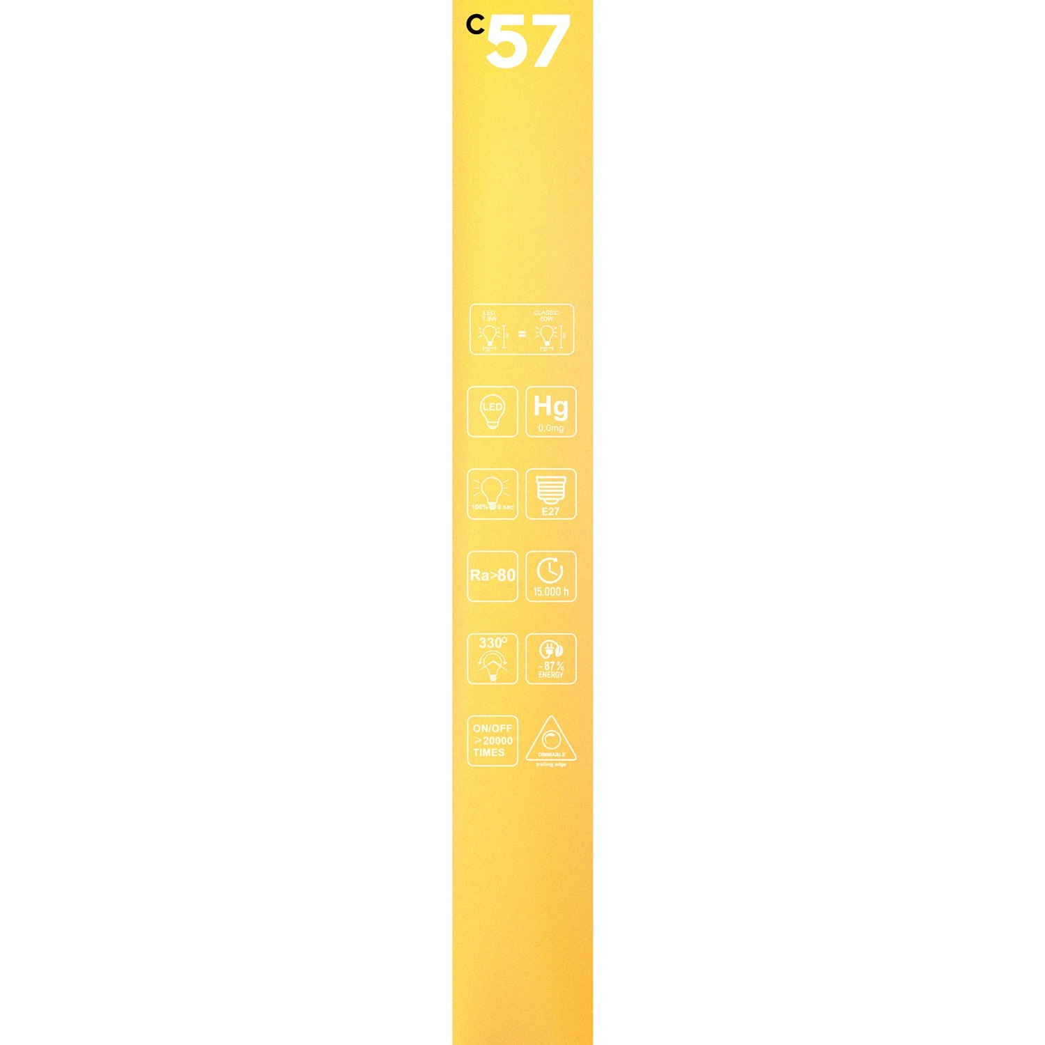 C57 T32X300 gyllene LED-lampa Carbon Line Vertikal Filamenttråd 7W E27 Dimbar 2700K