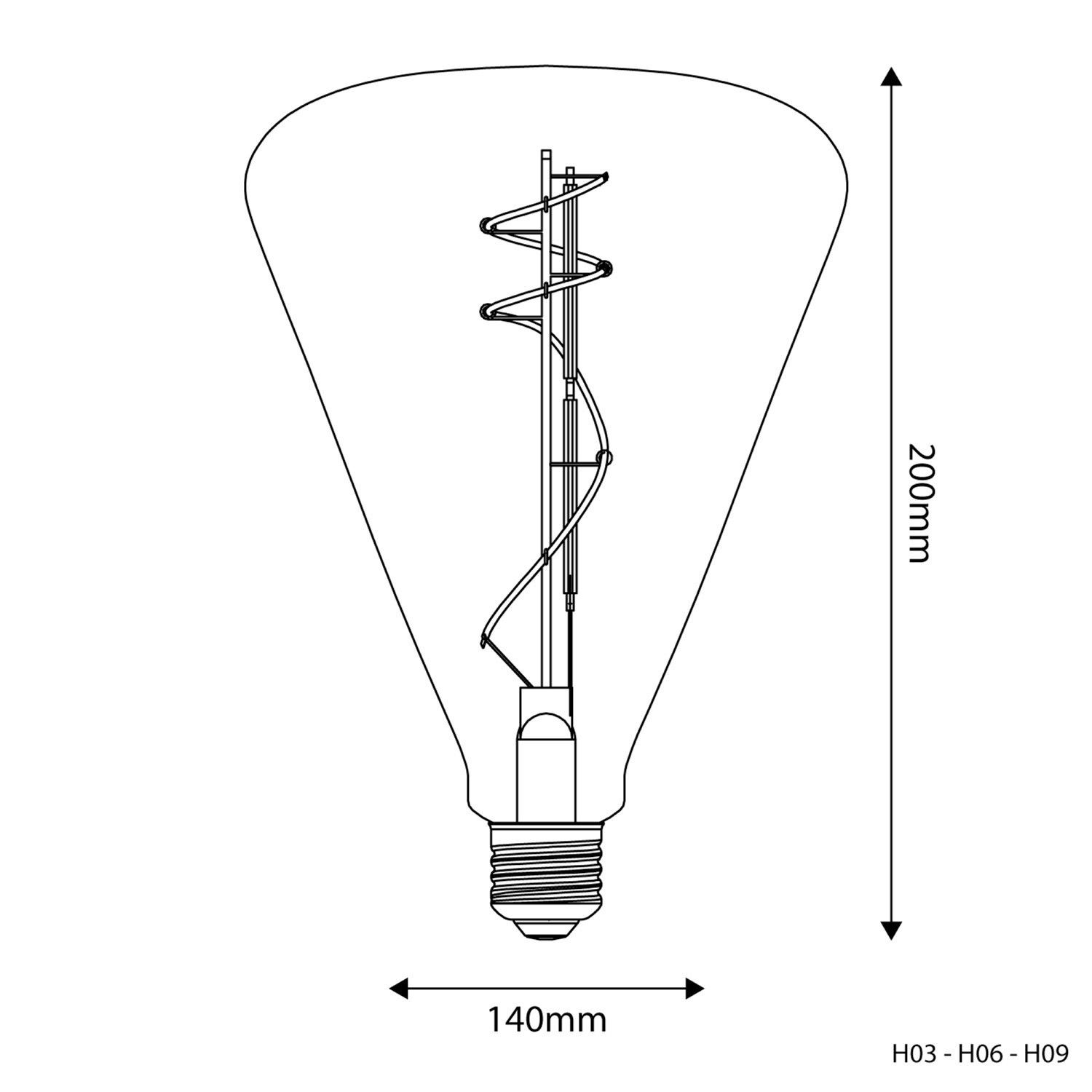 H03 Cone 140 transparent LED-lampa 10W E27 Dimbar 2700K