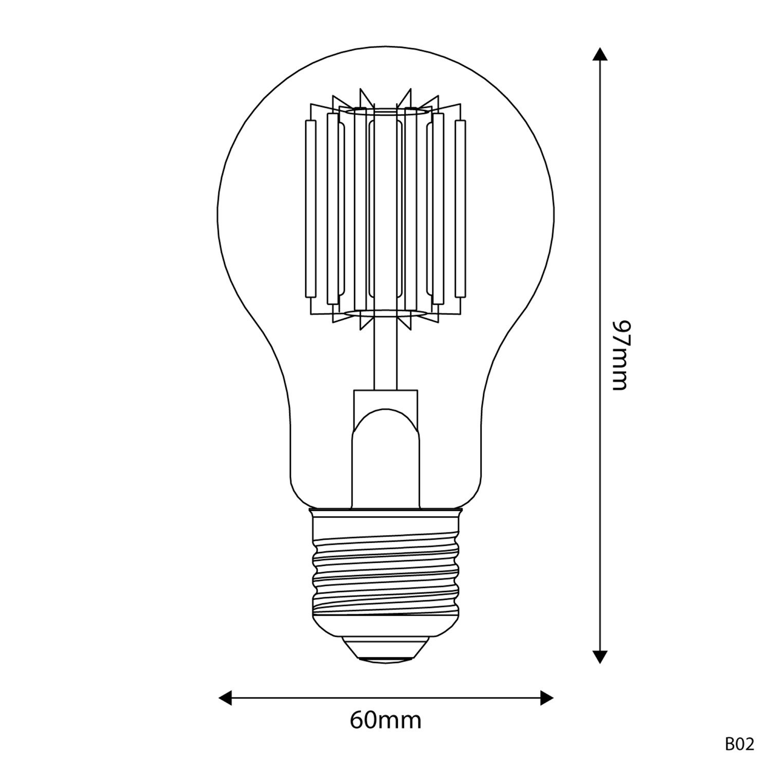B02 Goccia A60 gyllene LED-lampa 5V kollektion Vertikal filamenttråd 1,3W E27 Dimbar 2500K