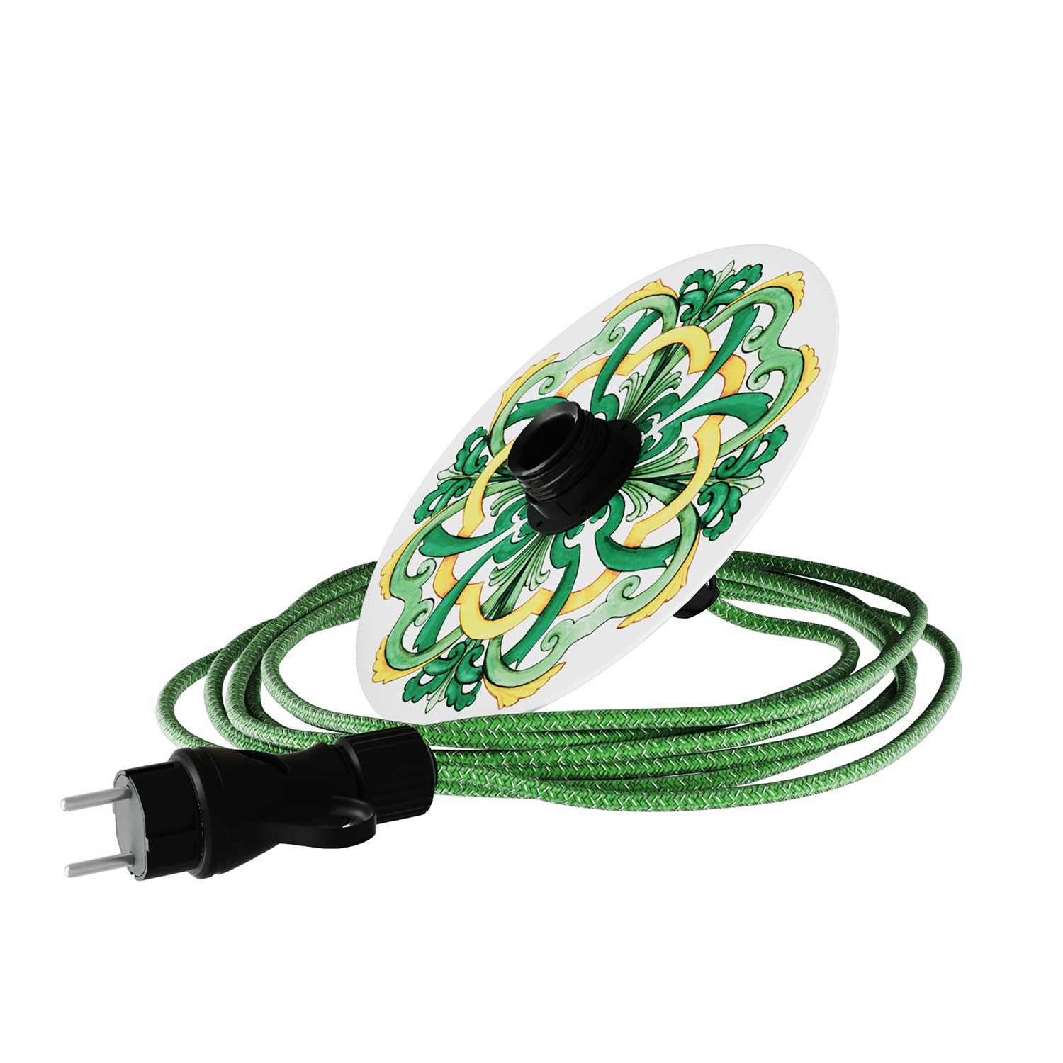 Eiva Snake med Ellepì "Maioliche" mini lampskärm, bärbar utomhuslampa, med IP65 lamphållare och stickpropp
