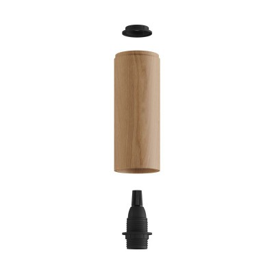 Tub-E14 i trä för spotlight med lamphållare med dubbel E14 skärmring