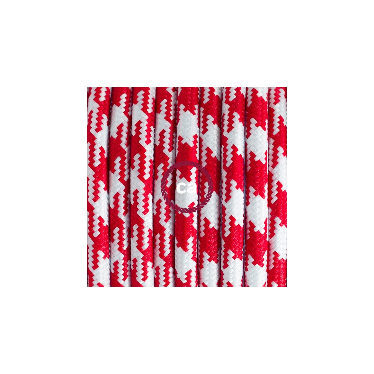 Pendelset för lampskärm med tvåfärgad Röd rund textilkabel RP09