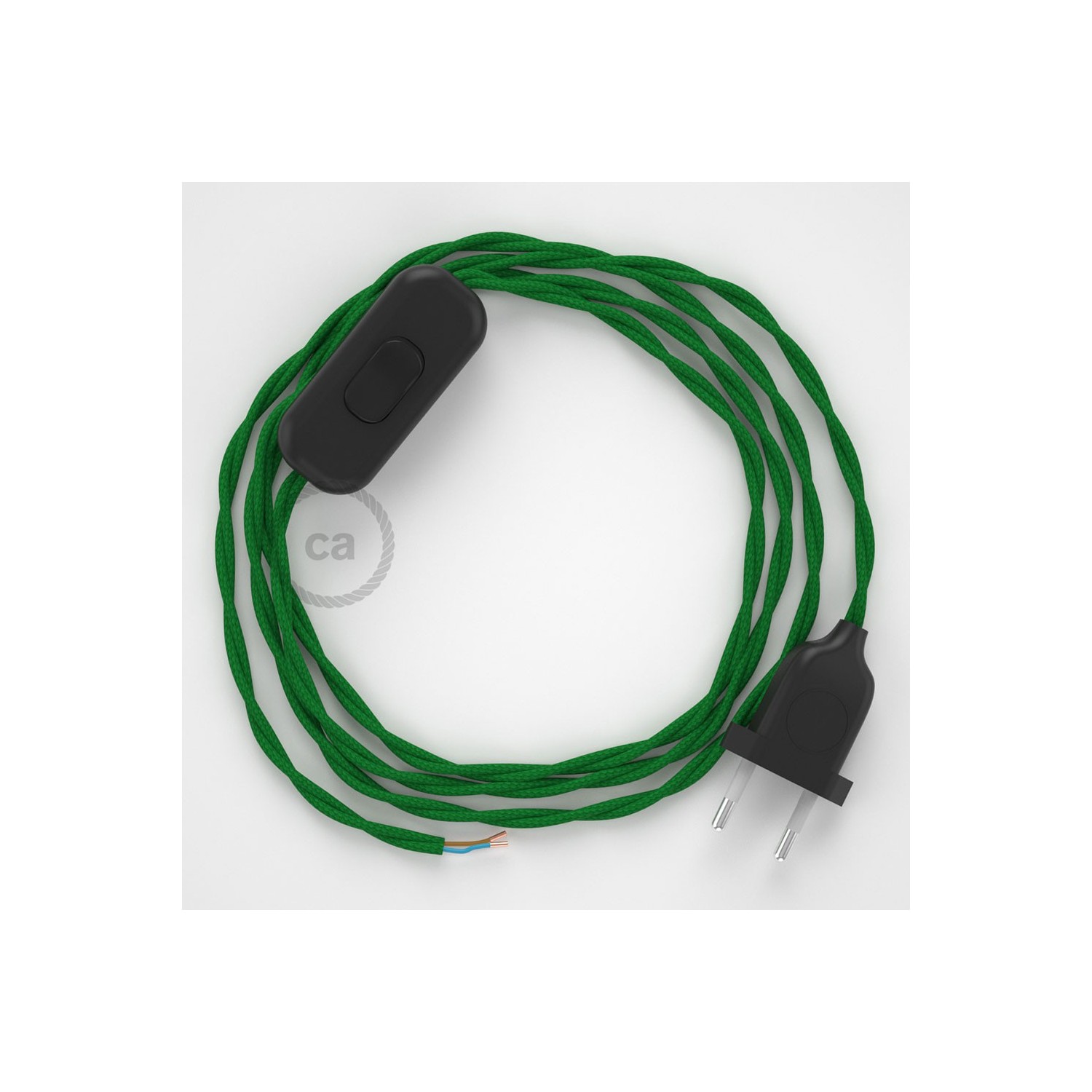 Sladdställ, TM06 Grön Viskos 1,80 m. Välj färg på strömbrytare och kontakt