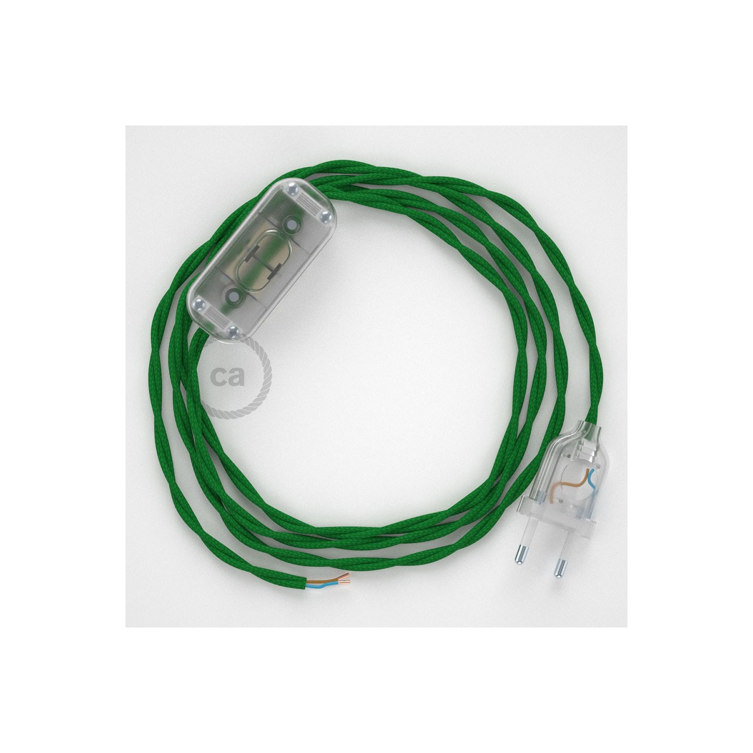 Sladdställ, TM06 Grön Viskos 1,80 m. Välj färg på strömbrytare och kontakt