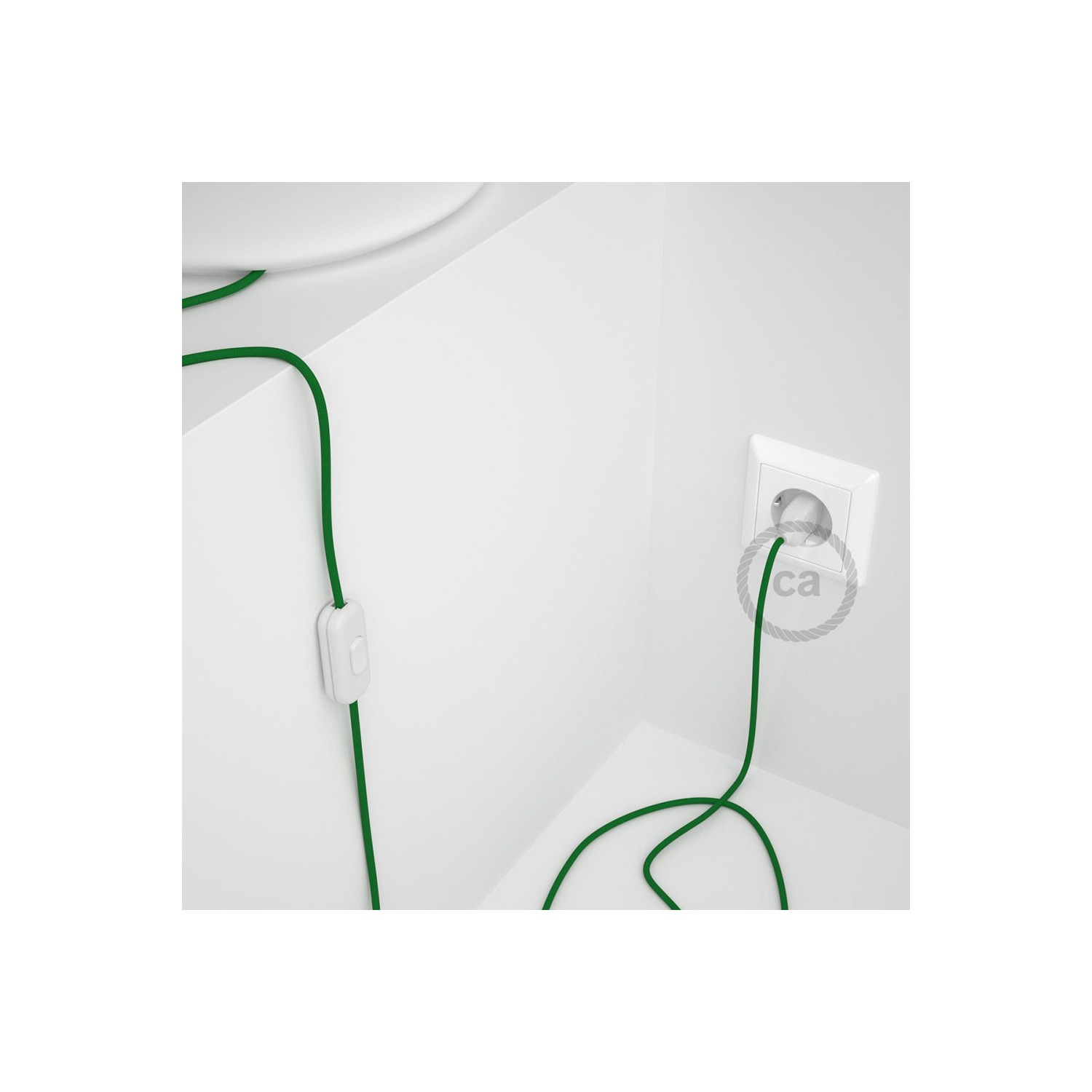 Sladdställ, RM06 Grön Viskos 1,80 m. Välj färg på strömbrytare och kontakt