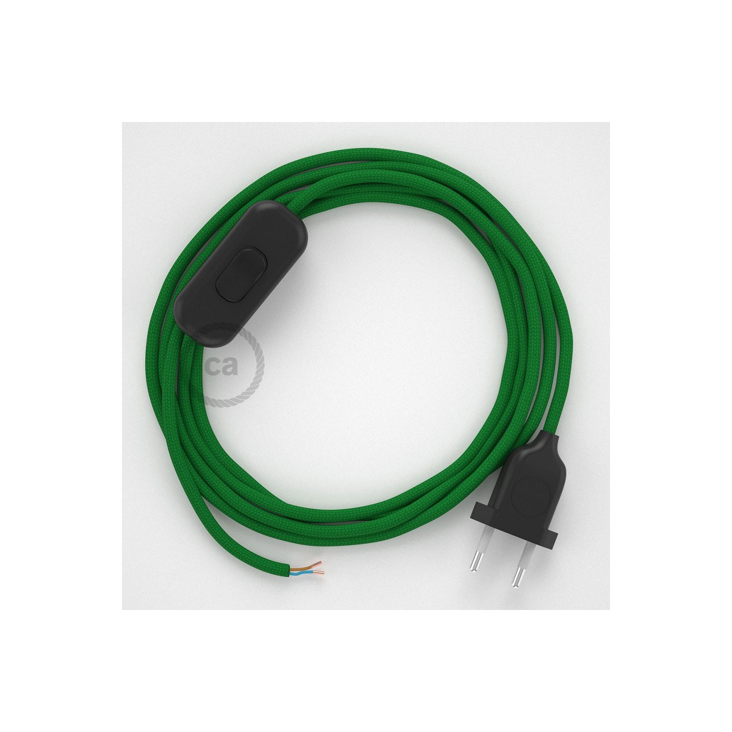 Sladdställ, RM06 Grön Viskos 1,80 m. Välj färg på strömbrytare och kontakt