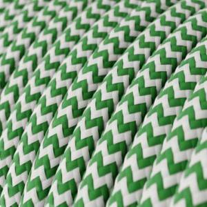 Rund färgad textilkabel, sicksackmönstrad RZ06 - Grön