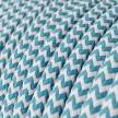 Rund färgad textilkabel, sicksackmönstrad RZ11 - Azurblå