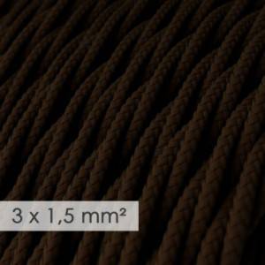 Kraftig tvinnad textilkabel 3x1,50 - viskos Brun TM13