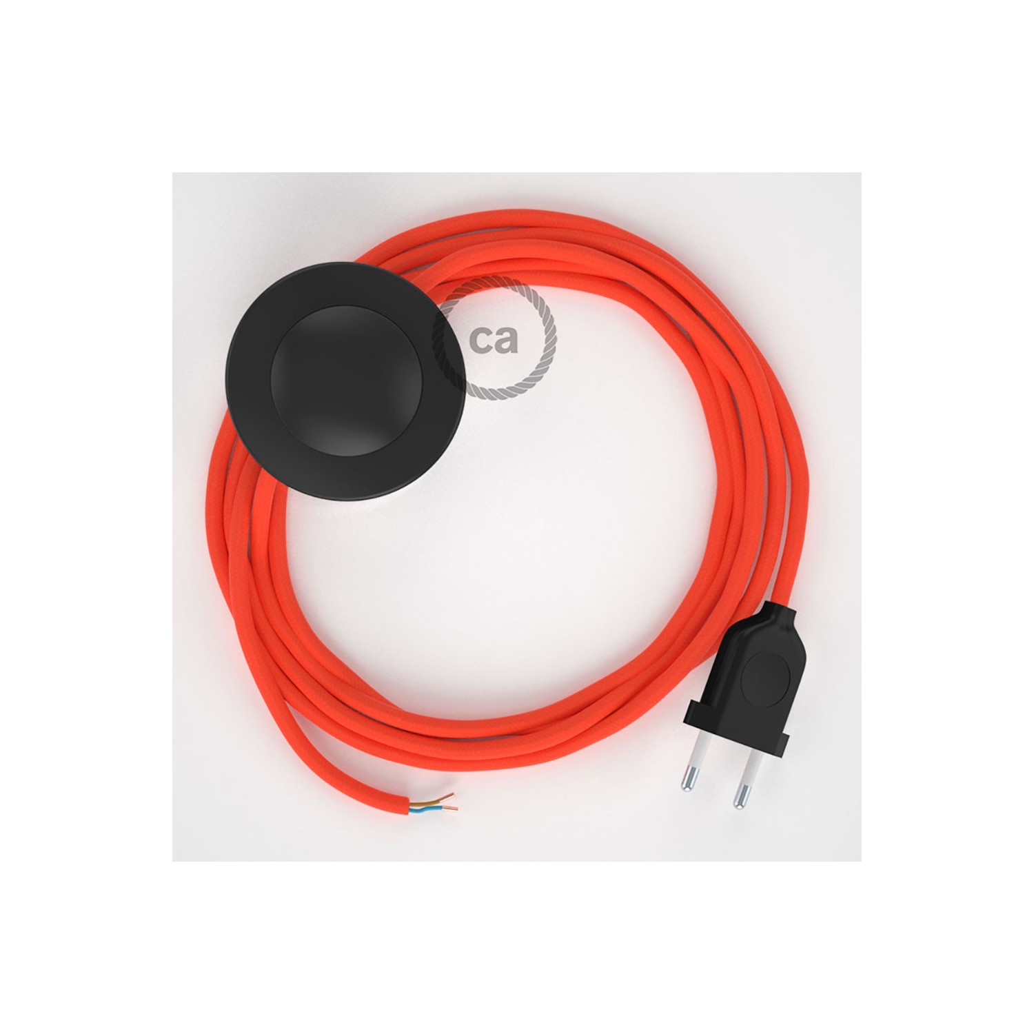 Sladdställ med fotströmbrytare, RF15 Orange Neon Viskos 3 m. Välj färg på strömbrytare och kontakt